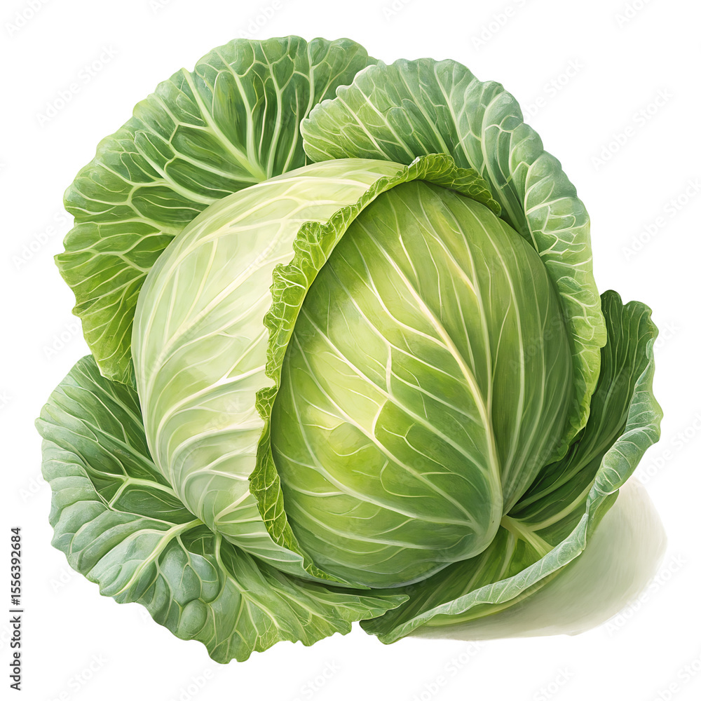Fototapeta premium Green Cabbage Head - Fresh Vegetable Photography