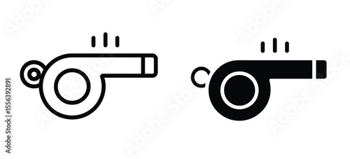 A simple icon illustration of a whistle in two variations side by side