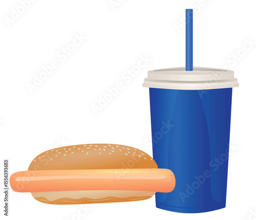 Fast food set, vector illustration	
