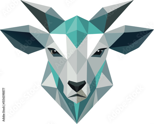 Geometric Goat Head Polygonal Vector Illustration Flat Design Animal