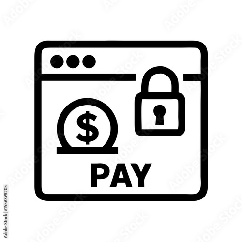 Secure padlock vector icon on a metallic internet button for web access and privacy protection