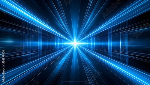 Wallpaper Mural Futuristic digital tunnel with radiating light Torontodigital.ca