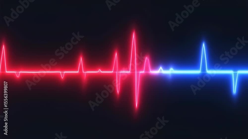 Dynamic oscillation of red and blue neon light waves in motion