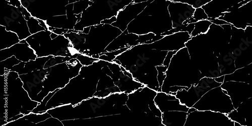 A striking, high-contrast black background crisscrossed by jagged, luminous white lines, resembling cracked ice on a dark surface or a highly veined black marble.