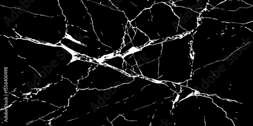 A striking, high-contrast black background crisscrossed by jagged, luminous white lines, resembling cracked ice on a dark surface or a highly veined black marble.