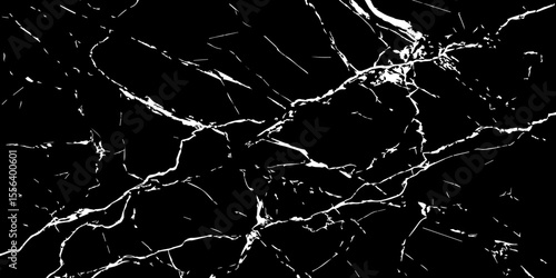A striking, high-contrast black background crisscrossed by jagged, luminous white lines, resembling cracked ice on a dark surface or a highly veined black marble.