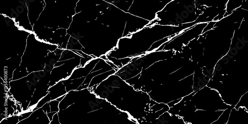 A striking, high-contrast black background crisscrossed by jagged, luminous white lines, resembling cracked ice on a dark surface or a highly veined black marble.