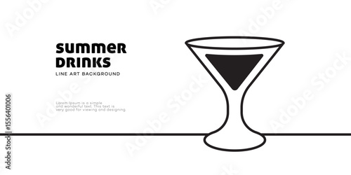 Summer Drinks Line Art Background Minimalist Glass Design