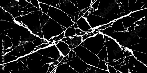 A striking, high-contrast black background crisscrossed by jagged, luminous white lines, resembling cracked ice on a dark surface or a highly veined black marble.