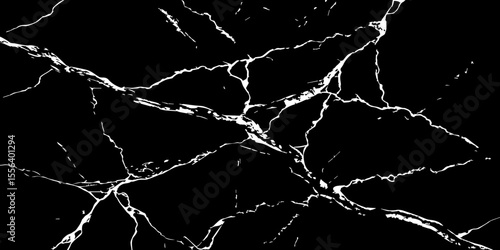 A striking, high-contrast black background crisscrossed by jagged, luminous white lines, resembling cracked ice on a dark surface or a highly veined black marble.