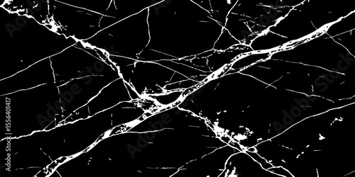 A striking, high-contrast black background crisscrossed by jagged, luminous white lines, resembling cracked ice on a dark surface or a highly veined black marble.