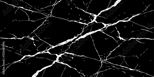 A striking, high-contrast black background crisscrossed by jagged, luminous white lines, resembling cracked ice on a dark surface or a highly veined black marble.