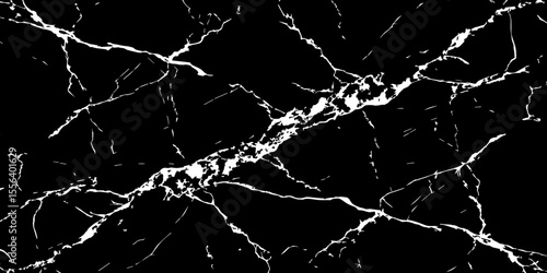 A striking, high-contrast black background crisscrossed by jagged, luminous white lines, resembling cracked ice on a dark surface or a highly veined black marble.