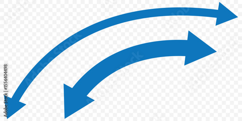 Horizontal dual sided long straight arrow signs. Blue double arrow icon isolated on Transparent background. Vector graphic illustration. EPS 10.
