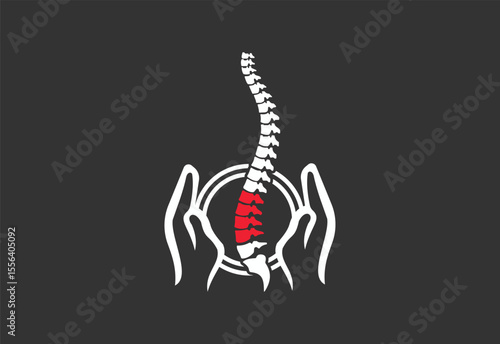 Sciatica line and solid icon, Human diseases concept, Sciatica Back Pain sign on black background.