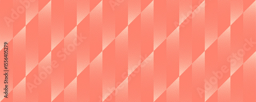 Stylish ultra wide coral shades vector abstract background with bold diagonal tile pattern and dotted gradient texture. Modern dotwork design for banners, wallpapers, headers or creative projects