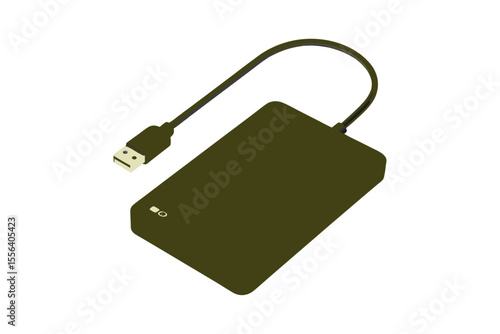 Minimalist Black External Hard Drive – Sleek Tech Design on White Background