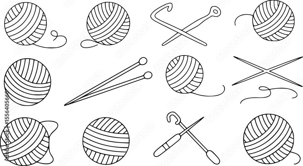 Φωτογραφία Balls of yarn and knitting needles and crochet hooks yarn balls craft supplies