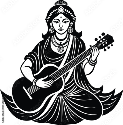  Saraswati with Veena Detailed Design