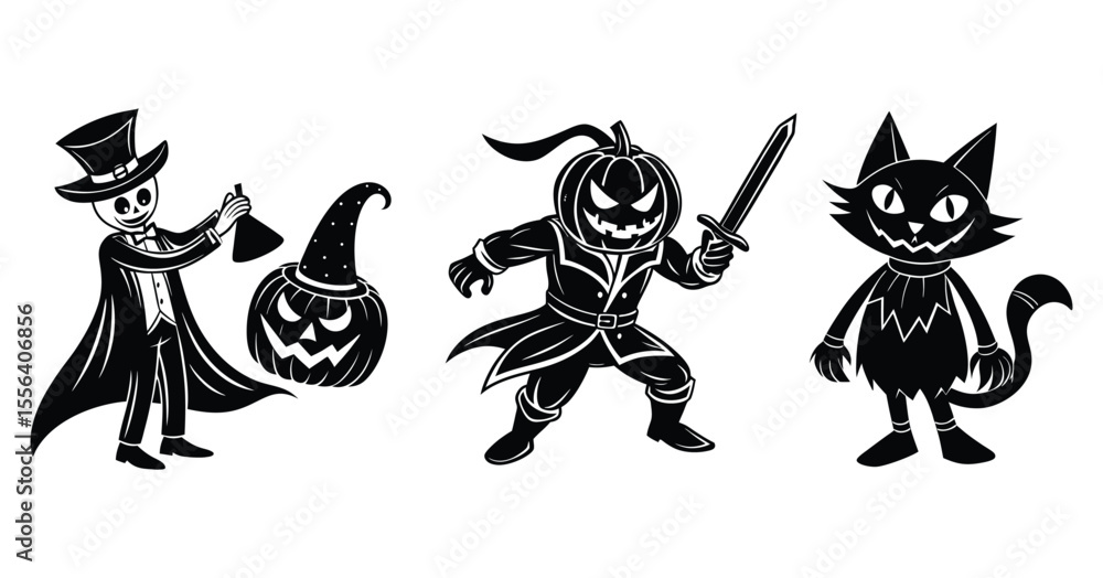 Fototapeta premium Halloween witch holding a pumpkin, cartoon vector illustration.