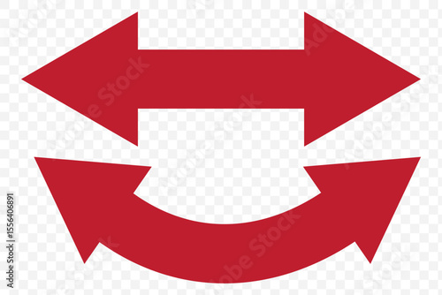 Double sided arrow icon vector on Transparent background. two way arrow icon. Dual sided arrow vector, icon, silhouette design. Semicircular curved thin, long double ended arrow on Transparent. EPS 10