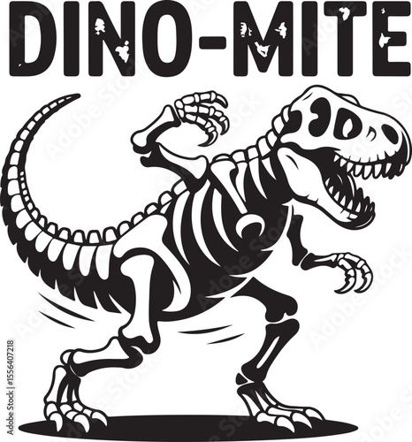 Dino mite t rex skeleton illustration for design