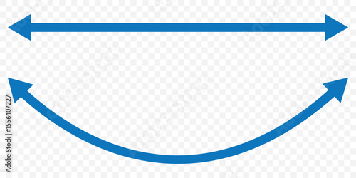 Horizontal dual sided long straight arrow signs. Blue double arrow icon isolated on Transparent background. Vector graphic illustration. EPS 10.