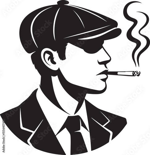 Retro illustration of a man smoking a cigarette