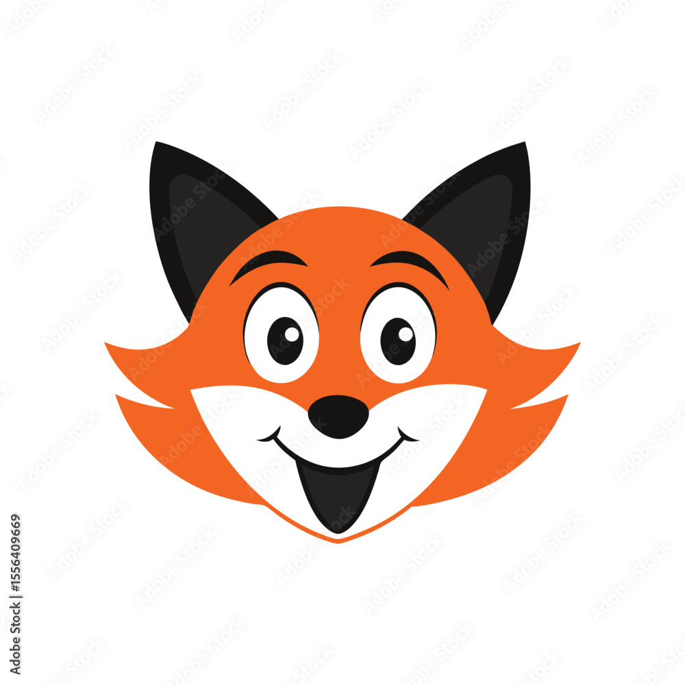 Obraz premium Cartoon Smiling Fox Head Mascot Logo Vector for Creative Friendly Branding Ideas