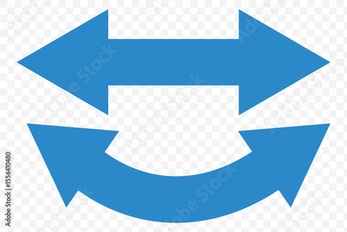 Horizontal dual sided long straight arrow signs. Blue double arrow icon isolated on Transparent background. Vector graphic illustration. EPS 10.