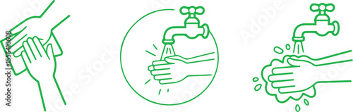 Hands being cleaned with water and soap cleaning washing