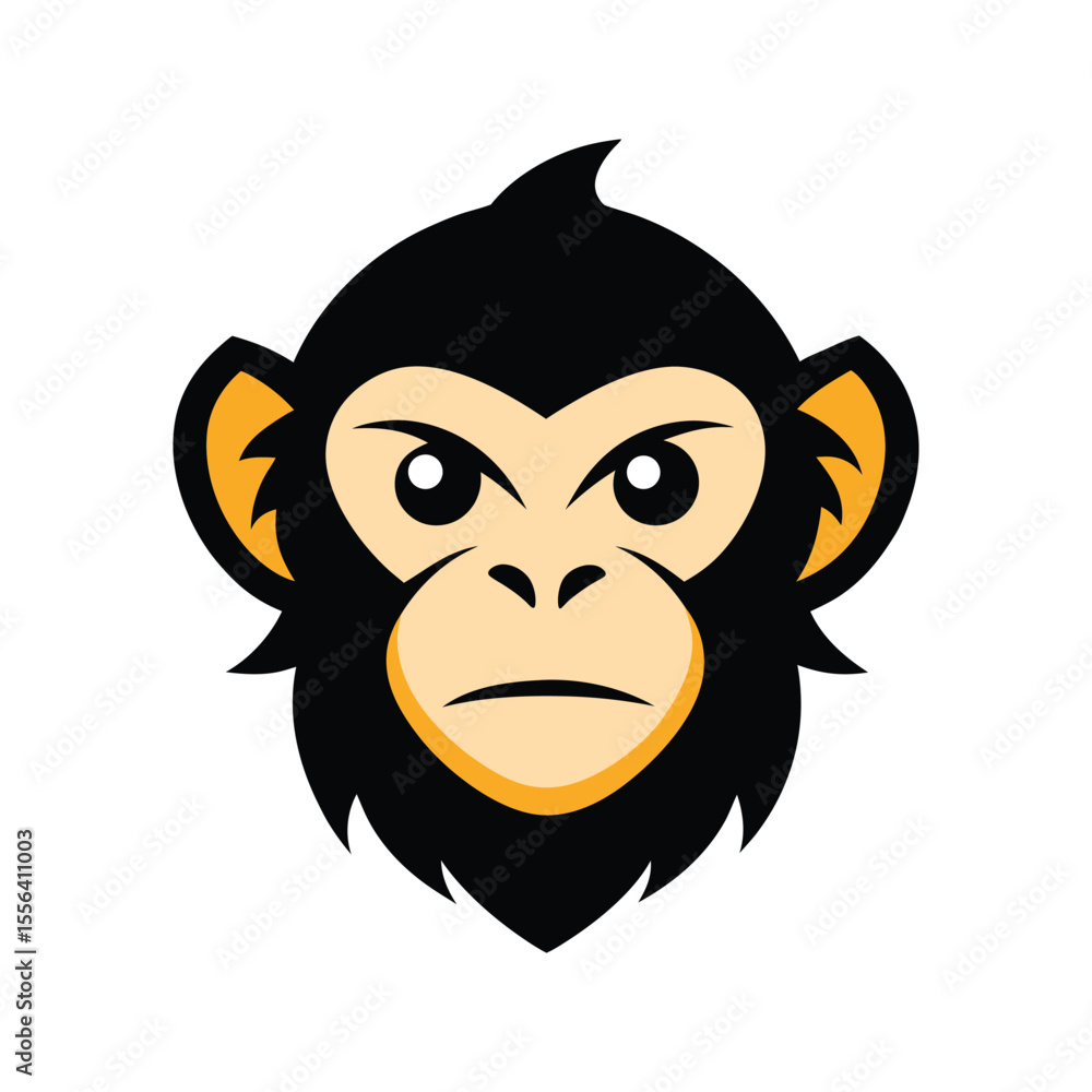 Naklejka premium Monkey Head Mascot Illustration for Joyful Curious Animal Logo and Branding Ideas