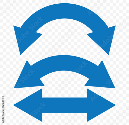 Horizontal dual sided long straight arrow signs. Blue double arrow icon isolated on Transparent background. Vector graphic illustration. EPS 10.