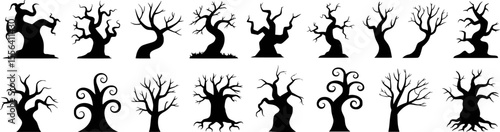 Spooky bare trees silhouettes for halloween vector
