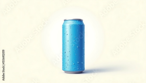 Wallpaper Mural Blue Beverage Can Mockup with Water Drops on White Background Torontodigital.ca