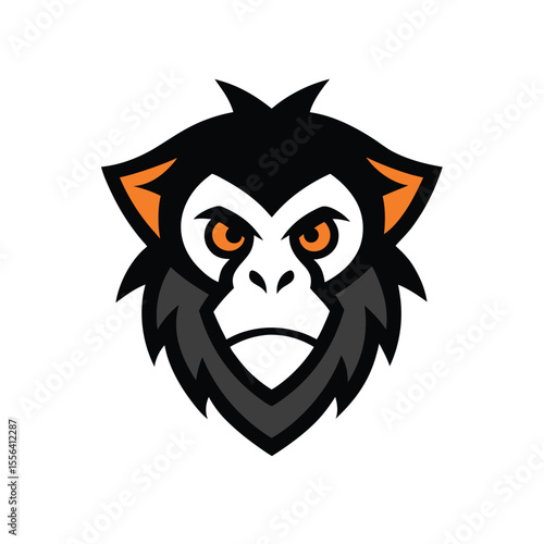 Gibbon Head Mascot Logo Vector Illustration Perfect for Jungle Monkey Branding