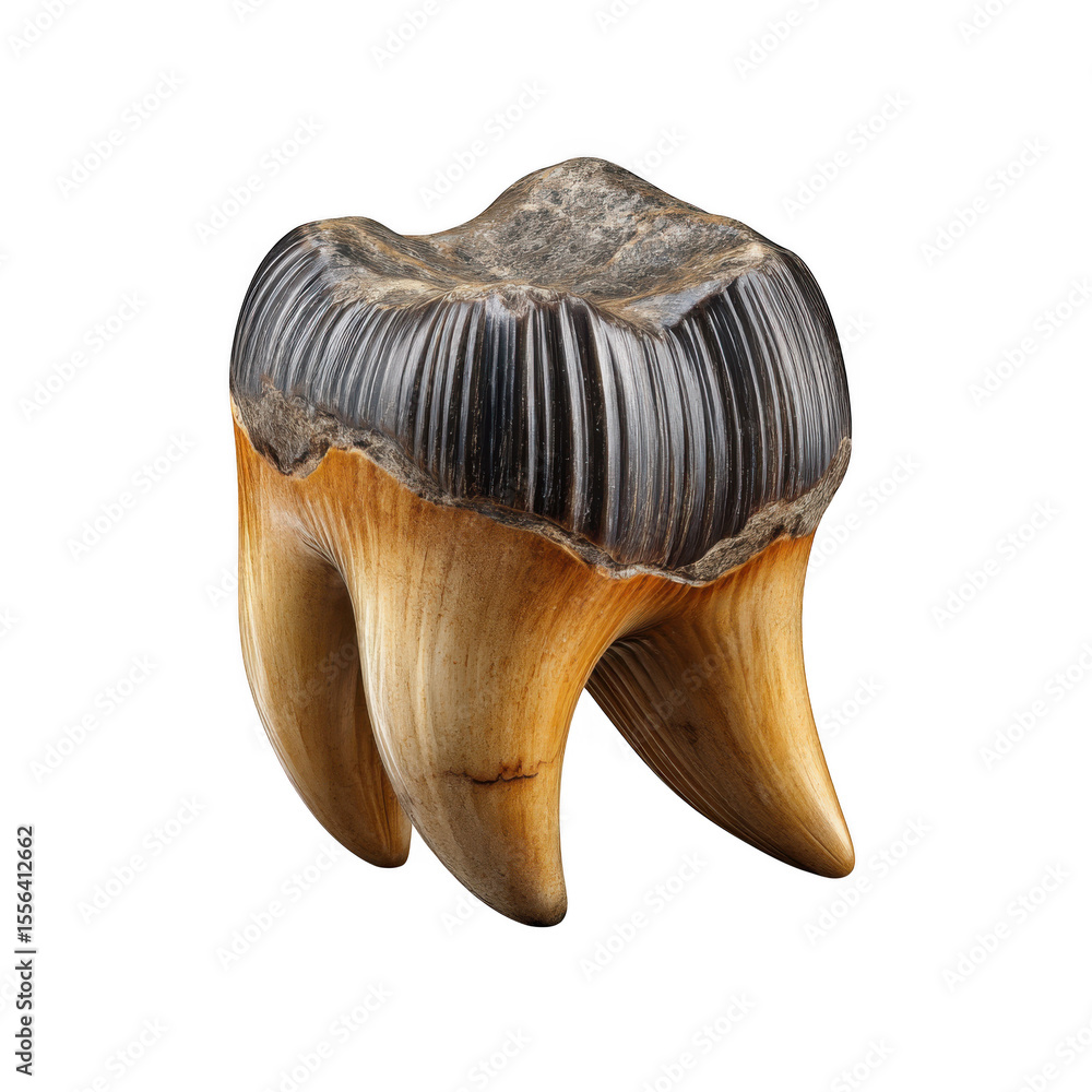 Fototapeta premium Fossilized megalodon tooth isolated on transparent background