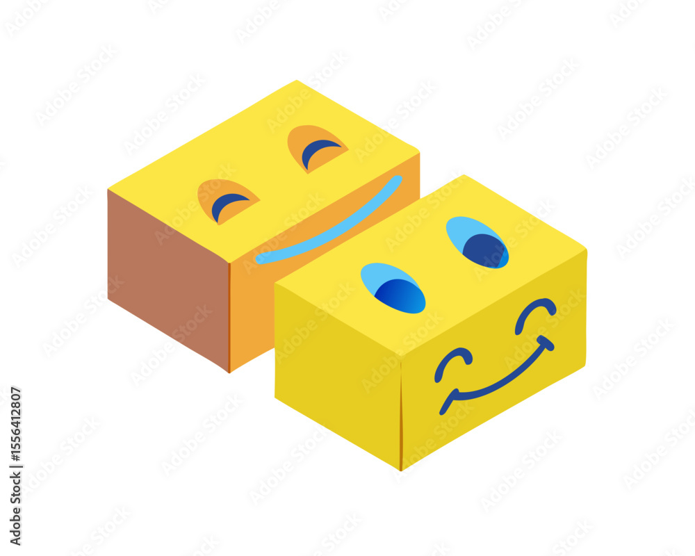 Fototapeta premium Vector Illustration of Emoticon Isometric Icon and Three Dimensional Design. 