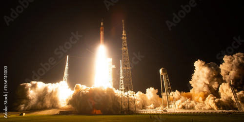 NASA’s Space Launch System (SLS) rocket with Orion spacecraft aboard lifts off from Launch Pad 39B at Kennedy Space Center for the Artemis I mission. Image courtesy of NASA
