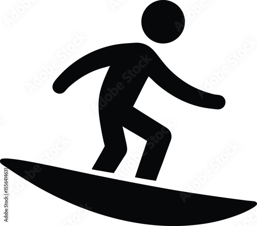 Surfer riding surfboard watersport sport activity silhouette vector illustration.