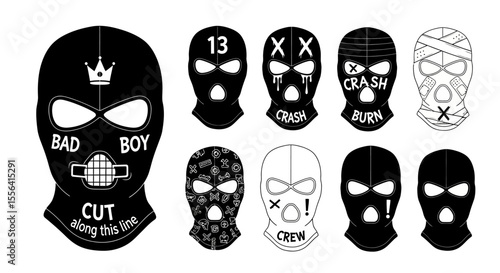 Collection of Stylish and Edgy Balaclava Designs Vector Illustrations