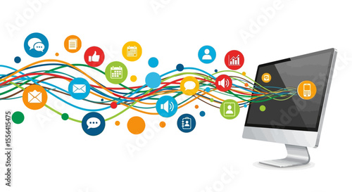 Global Digital Network Connecting People and Information