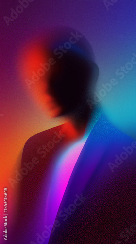 Abstract portrait photograph of a person, dynamic motion blur, Silhouette figure, soft diffused lighting, artistic mood