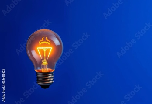 Glowing light bulb on a vibrant blue background, symbolizing innovation and new ideas,  concept,   original idea