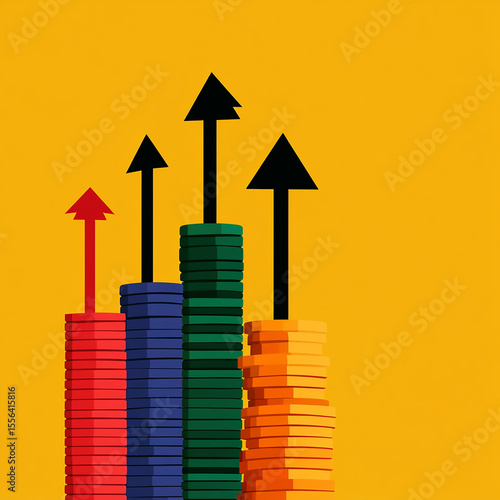 Financial Growth:  Illustrative Chart Showing Investment Returns and Market Upward Trend