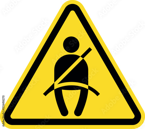 Seat belt warning sign. Black on yellow background. Safety signs and symbols.