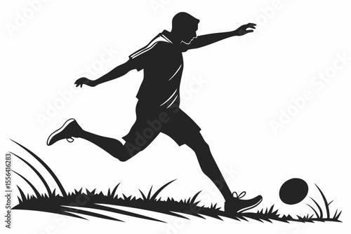 playing football a man sihouette black vector