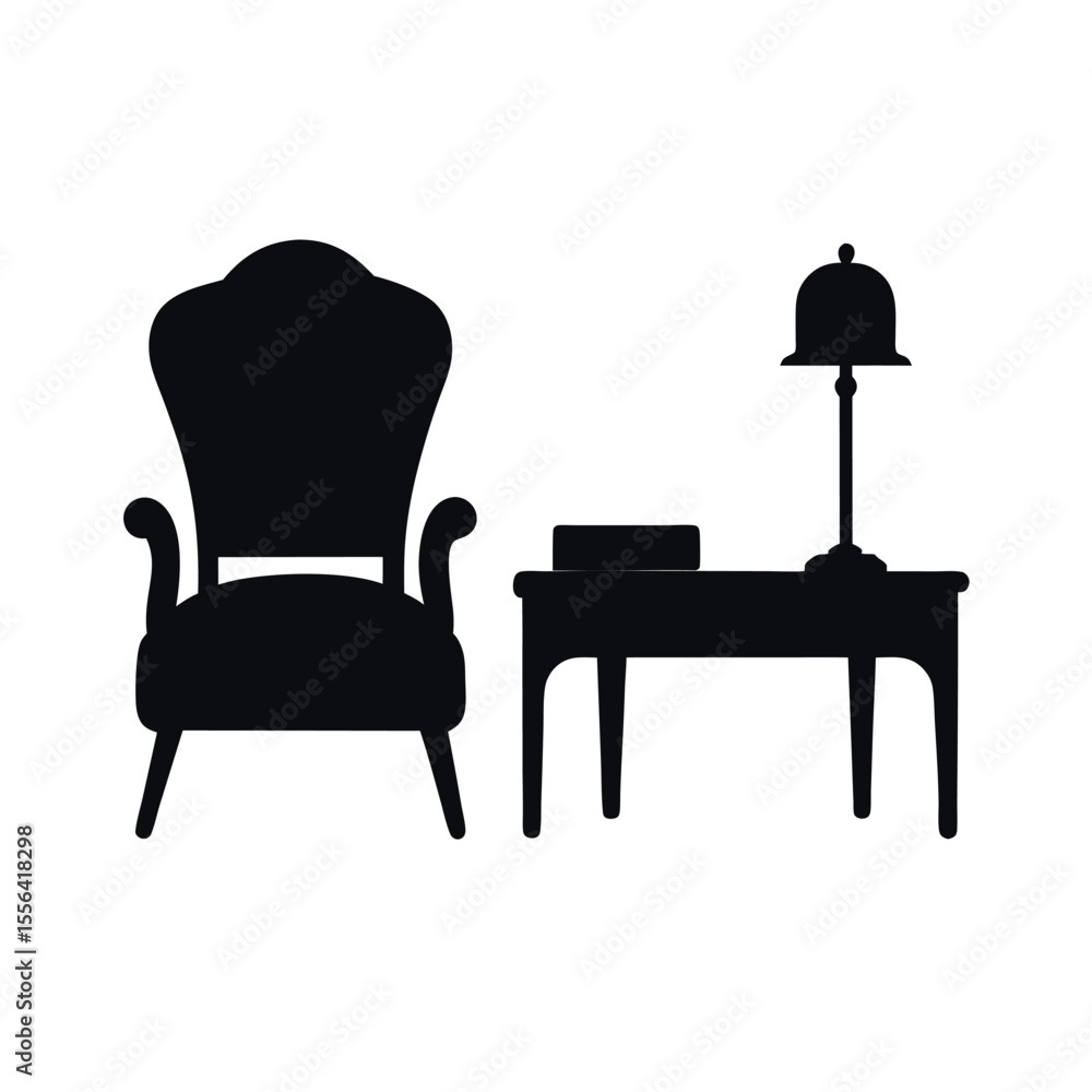 Fototapeta premium comfortable desk chair silhouette office black vector