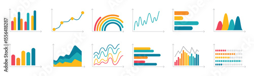 Colorful flat design charts and graphs collection