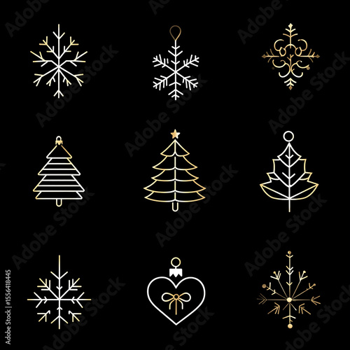 Pixel Art Christmas Icons: Festive Snowflakes & Trees for Holiday Designs